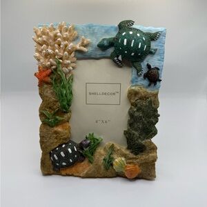 ShellDecor Picture Frame 3D Ocean Turtles Shells Coral 4”x6” Photos
